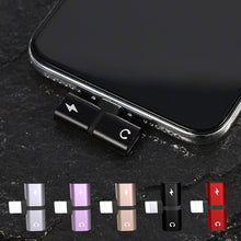 Load image into Gallery viewer, T-shaped headphone 2-in-1 dual-port headphone adapte for iPhone 7 8 Plus X XS audio charger dispenser accessories
