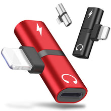 Load image into Gallery viewer, T-shaped headphone 2-in-1 dual-port headphone adapte for iPhone 7 8 Plus X XS audio charger dispenser accessories
